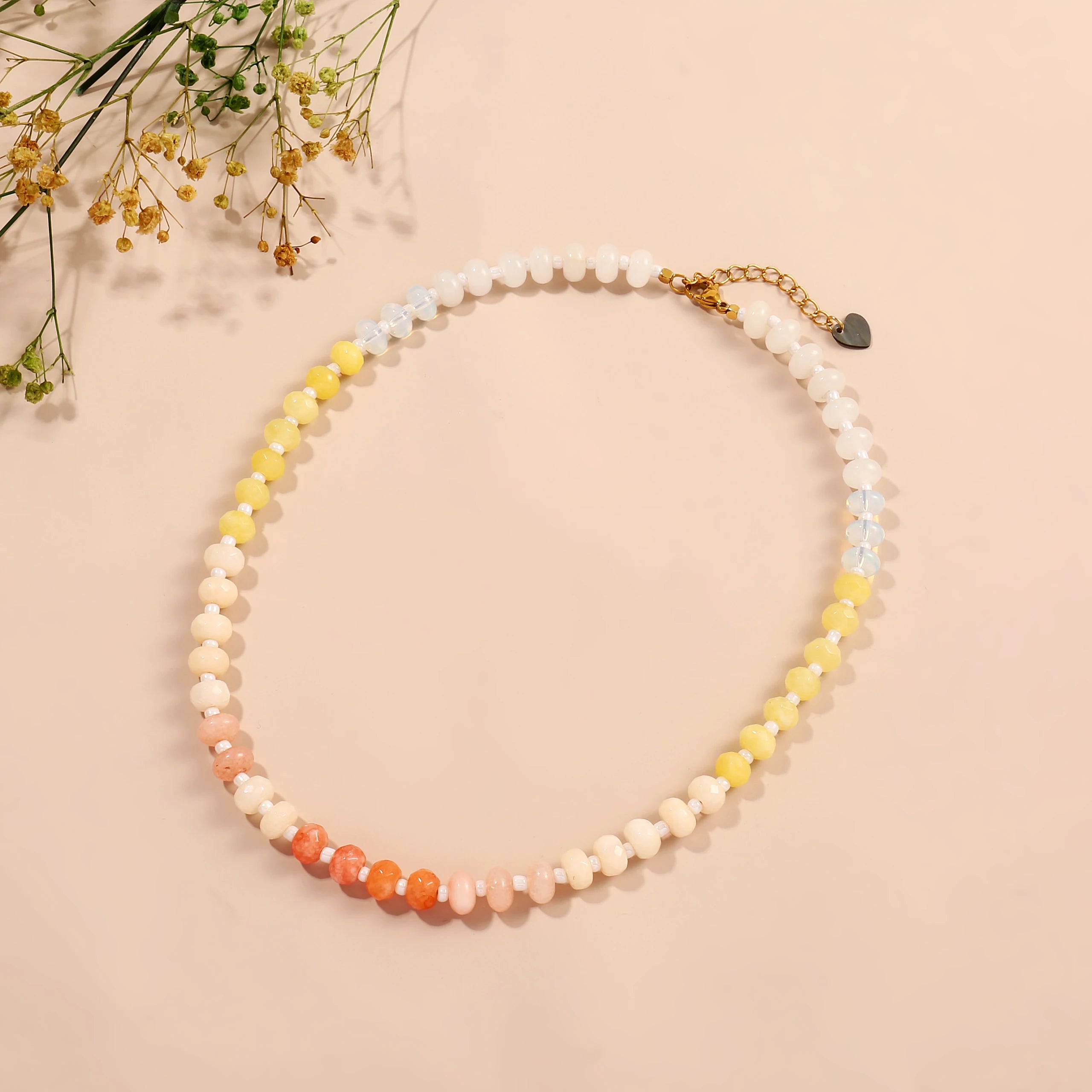 Badu Colorful Natural Stone Beads Necklaces for Women Bohomian Gemstone Beaded Choker Summer Beach Trendy Boho Jewelry Gift