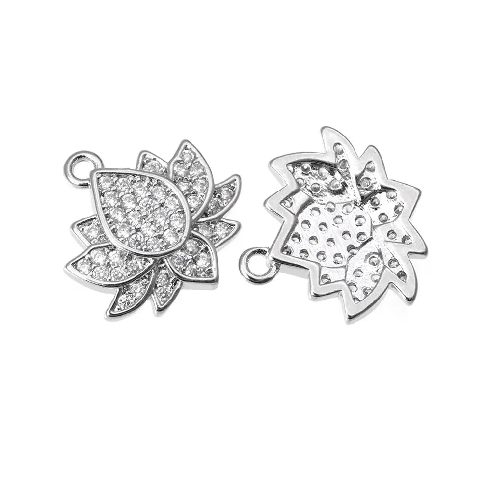 18K Gold Color Brass Lotus Flower Charms Pendants High Quality Diy Necklace Earrings Jewelry Making Accessories