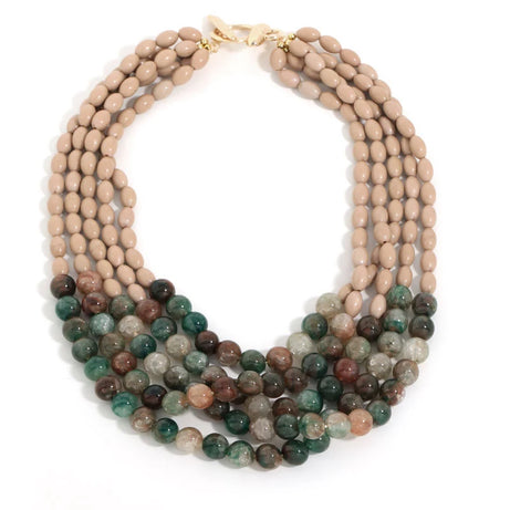 Gradient Bead Multilayer Statement Necklace Jewelry