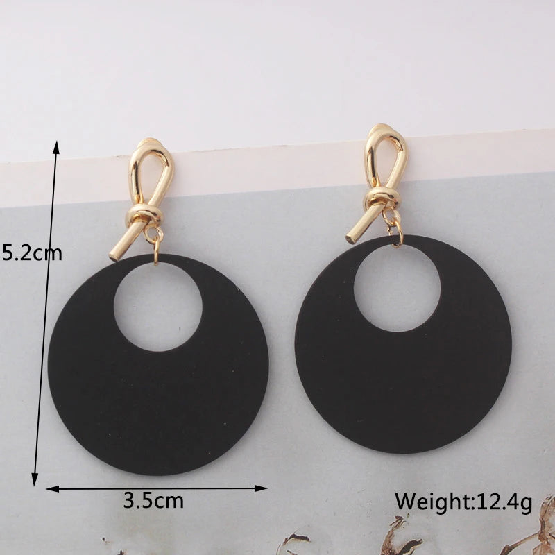 Boho Black Dangle Earrings for Women Long Hanging Earrings Leaf Pendants Pearl Crystal Geometric Earrings pendientes mujer