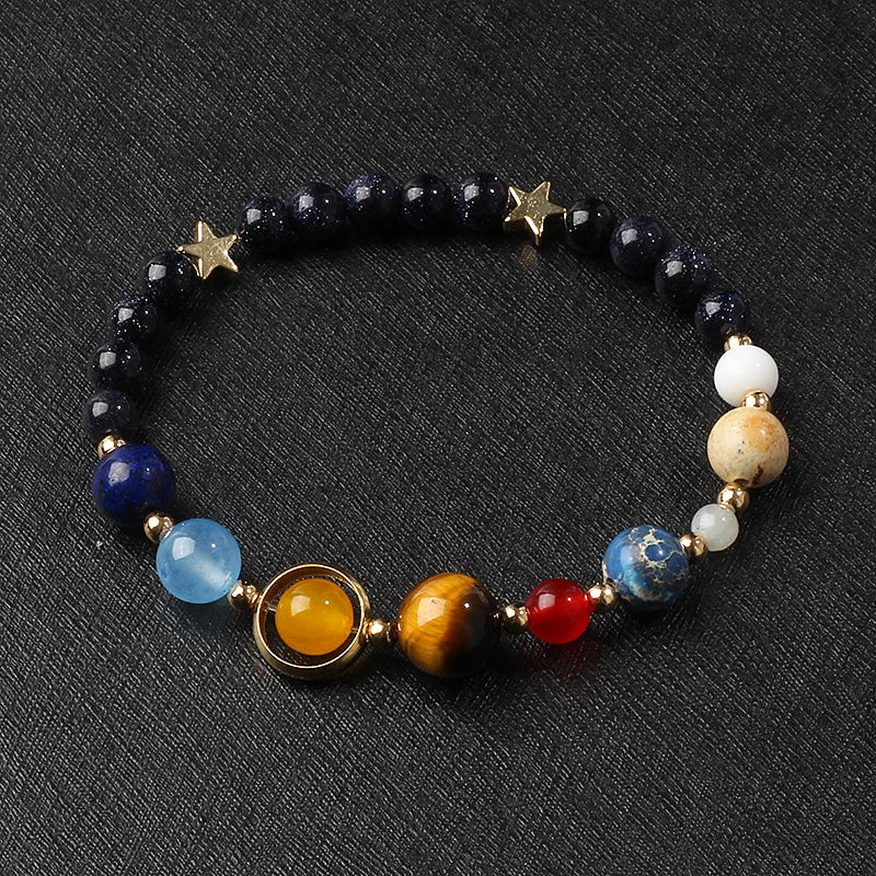 Galaxy Solar System Bracelet Men Universe Nine Planets Natural Stone Stars Earth Moon Bracelets for Women Fashion Couple Jewelry