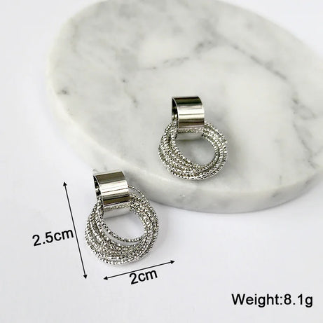 Twisted Gold Metal Geometric Dangle Earrings Jewelry