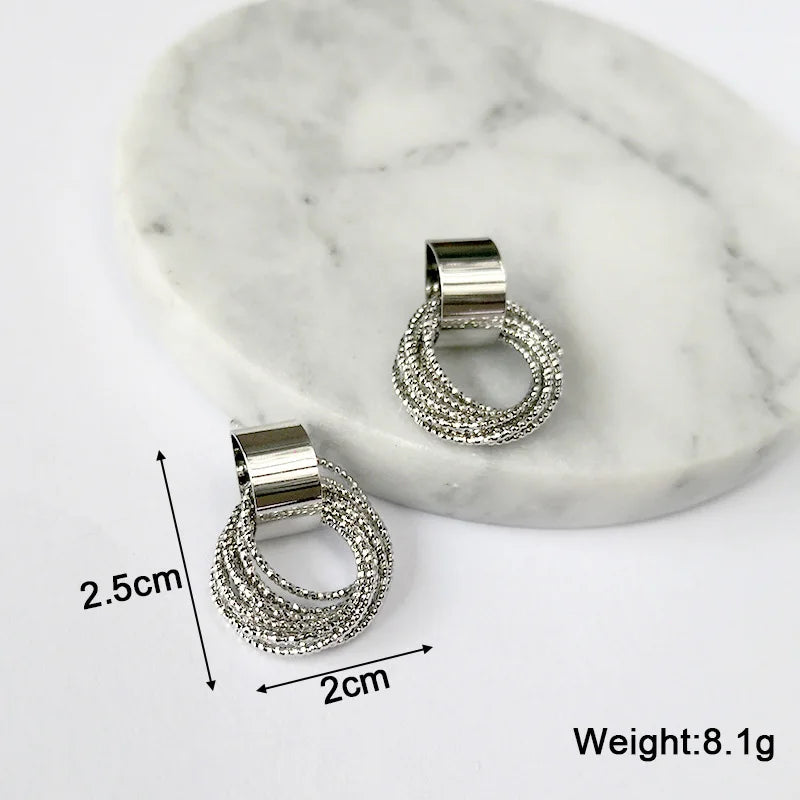 New Exaggerated Twist Metal Dangle Earrings for Women Gold Color Punk Fashion Female Hanging Earrings Boho Geometry Ear Jewelry