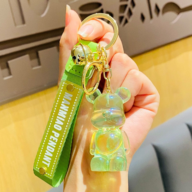 Cute Crystal Keychain Charm Tie The Bear Pendant For Women Bag Car KeyRing Mobile Phone Fine Jewelry Accessories Kids Girl Gift - Charlie Dolly