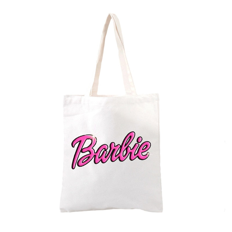 New Kawaii Barbie Canvas Bag Anime Y2K Fashion Casual Large Capacity Shoulder Bags Anime All-Match Shopping Tote Pouch Gifts Toy - Charlie Dolly