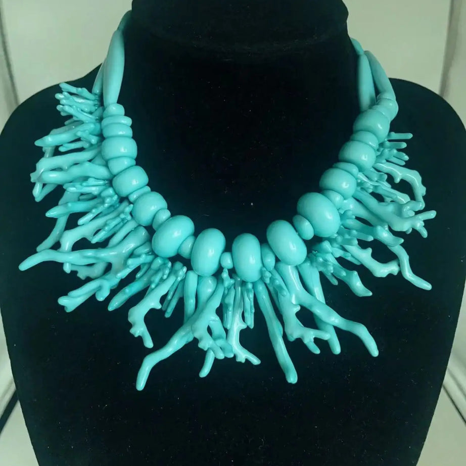 Red Resin Coral Double Layer Necklace Jewelry
