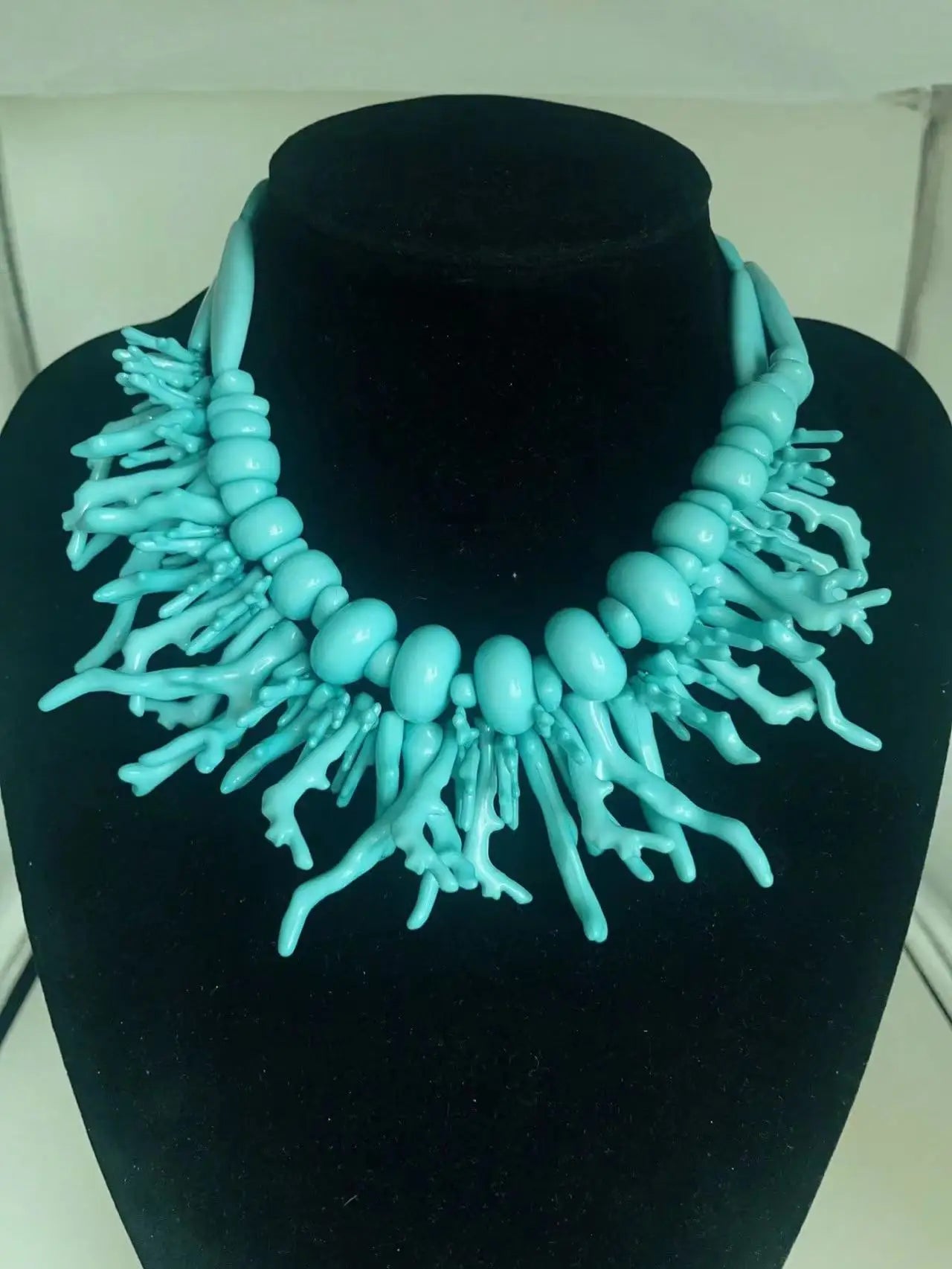 Red Resin Coral Double Layer Necklace Jewelry
