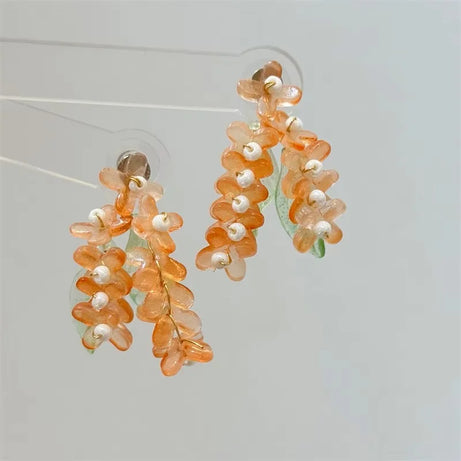 Floral Tassel Long Statement Earrings Jewelry