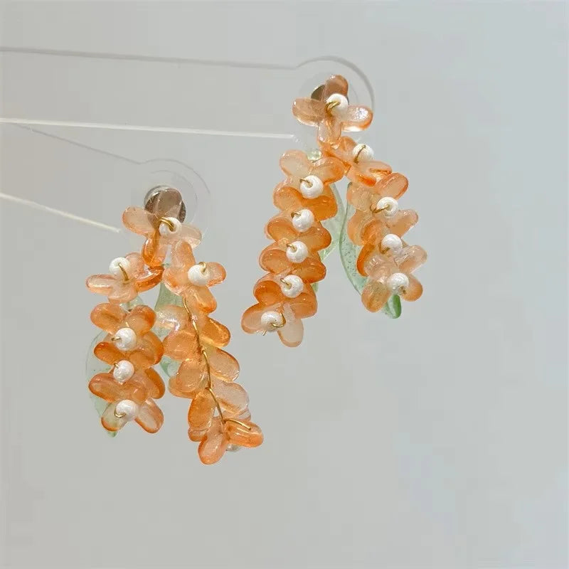 Original Design Exaggerate Flowers Earrings Elegant Floral Tassel Long Earrings Boho Style Earrings Wholesale Custom Packaging
