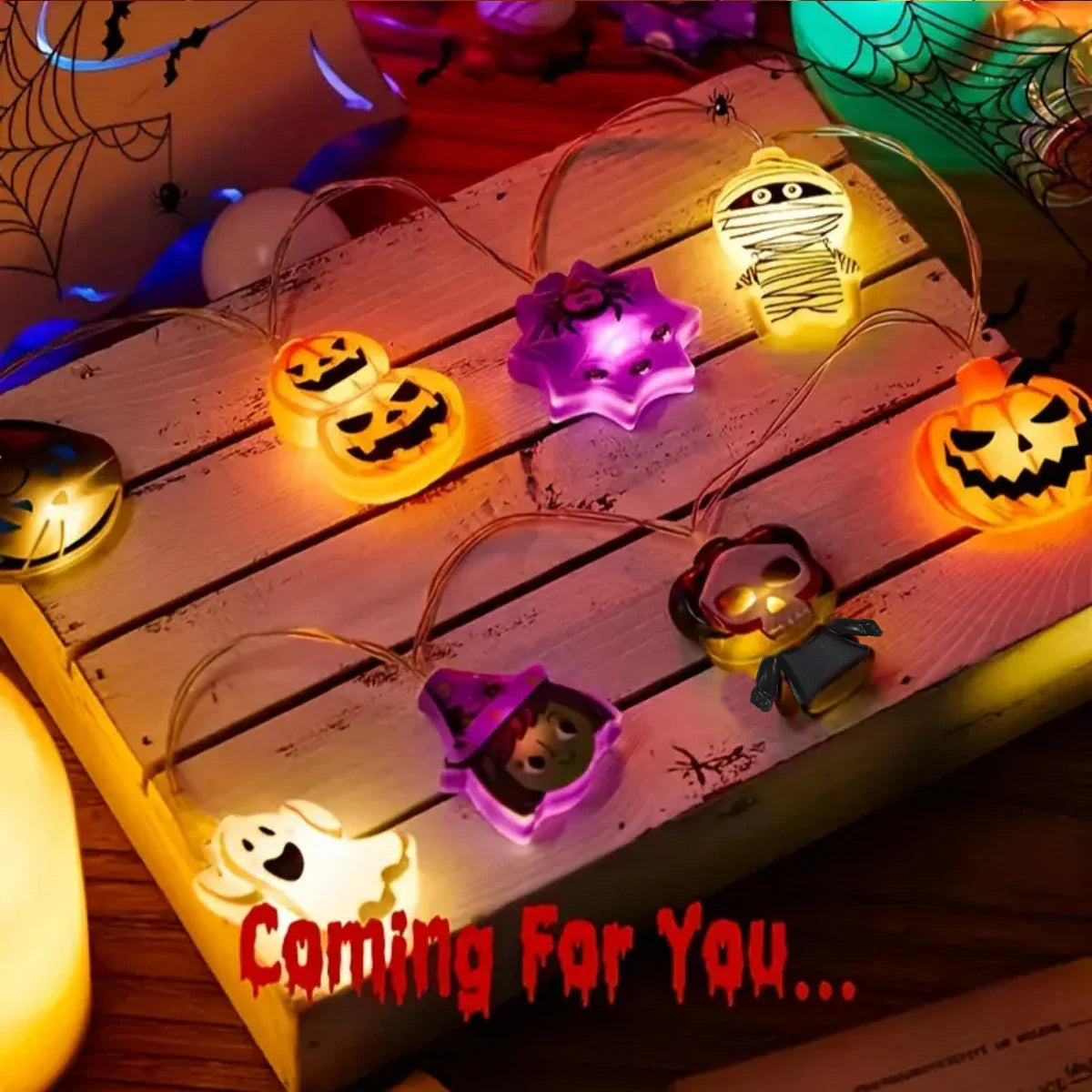 Halloween Party LED String Lights Pumpkin Ghost Spider Web Hanging Lamp For Halloween Home Indoor Outdoor Decoration Props 2024 - Charlie Dolly