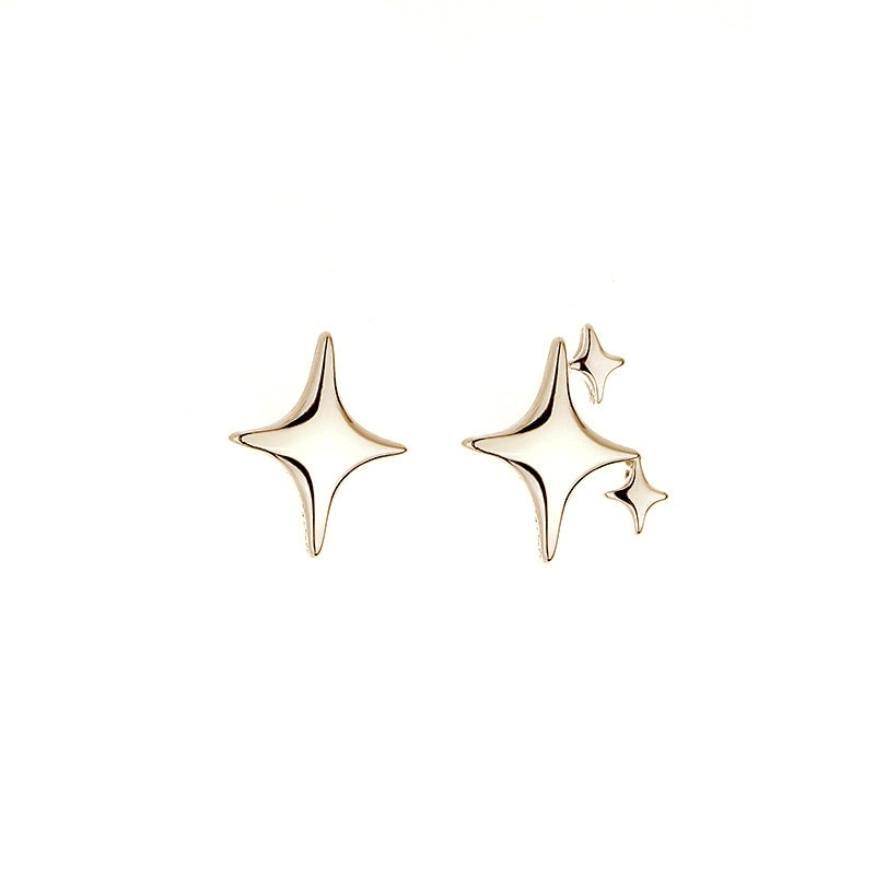 VENTFILLE 925 Stamp Silver Gold Color Star Stud Earrings Women Girl Gift Cute Banquet Asymmetry Jewelry Dropshipping Wholesale - Charlie Dolly
