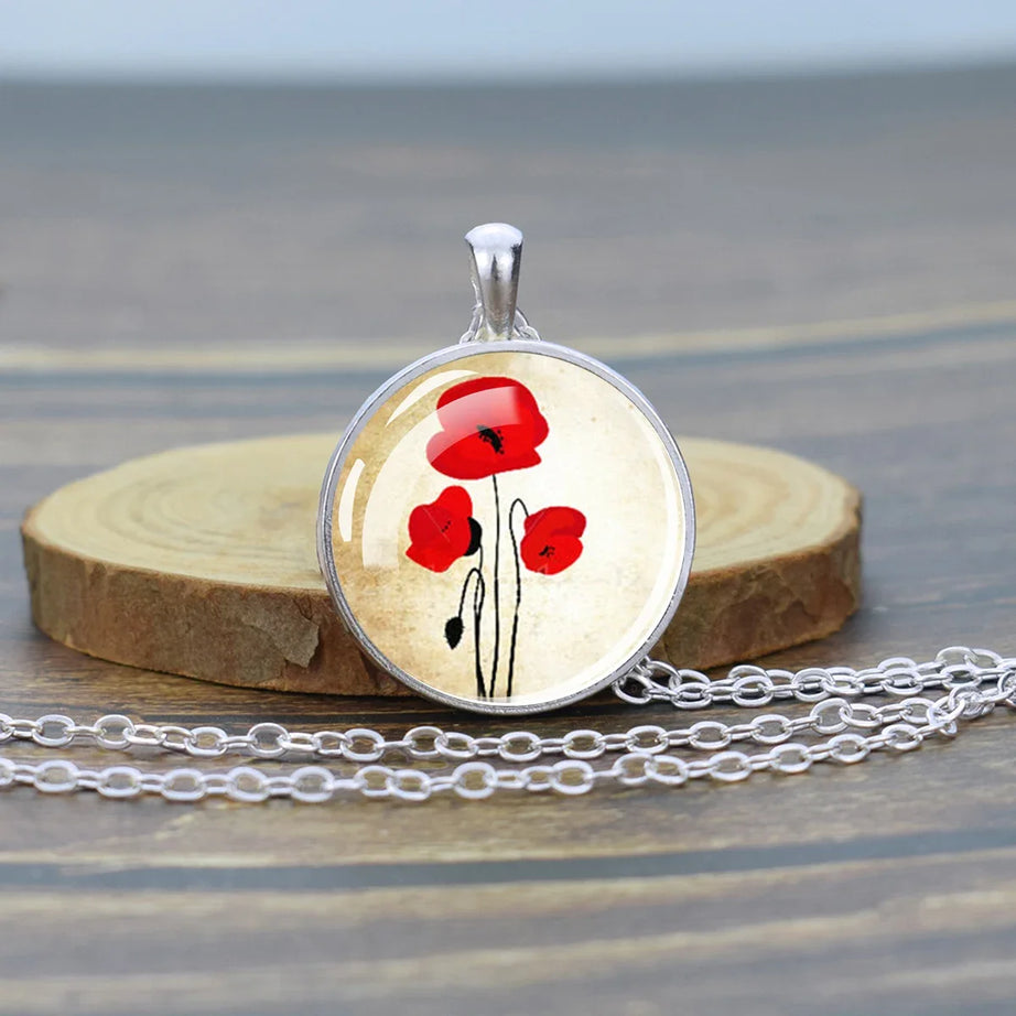 Pressed Flower Glass Pendant, Botanical Boho Nature Necklace