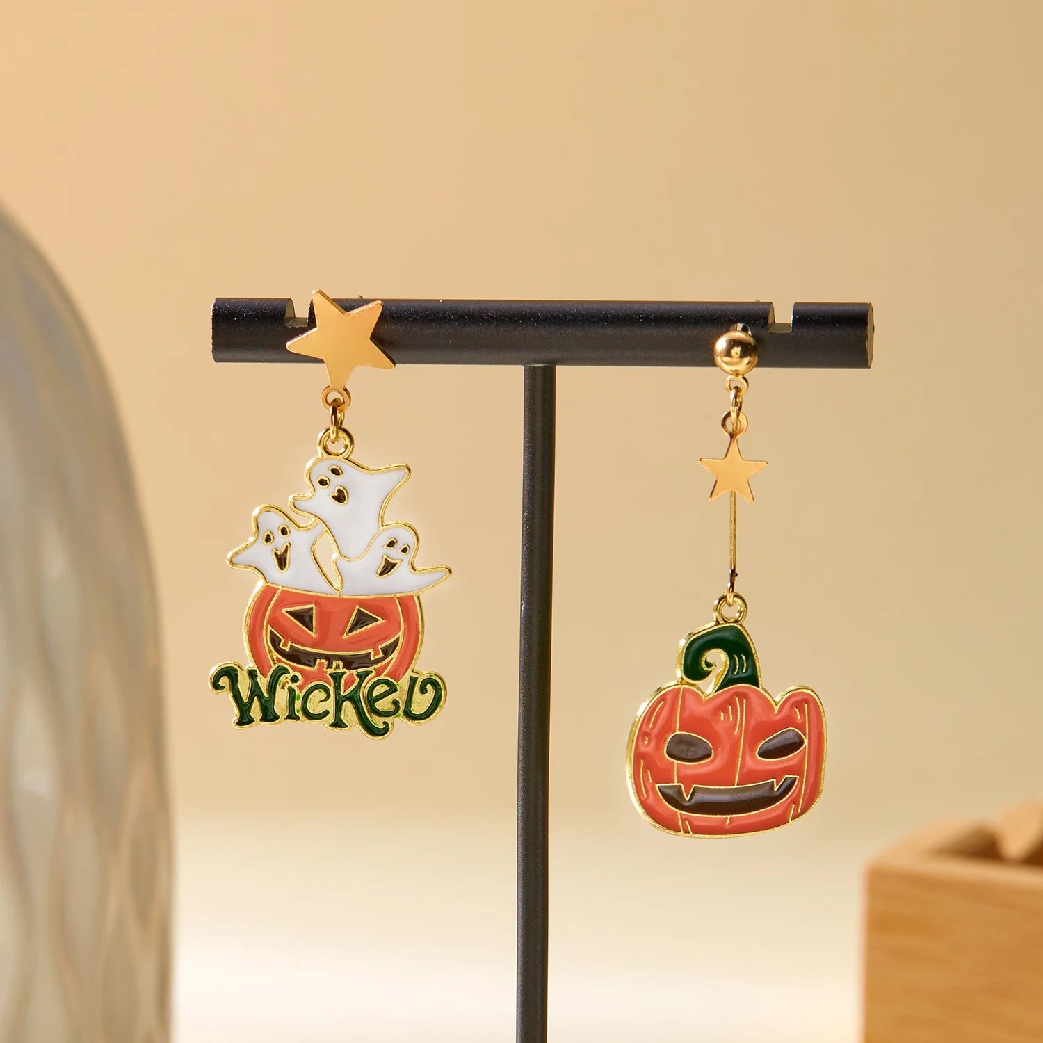 Cute Halloween Enamel Pumpkin Drop Earring for Women Ghost Cat Statement  Asymmetrical Earrings Jewelry All Saints' Day Gift - Charlie Dolly