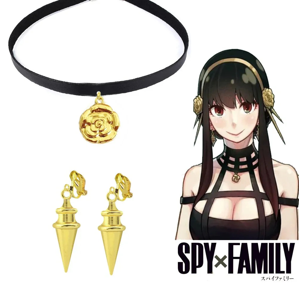 Anime SPY×FAMILY Yor Forger Cosplay Earrings Drop Golden Tapered Punk Women Ear Clips Fans Costumes Jewelry Gift - Charlie Dolly