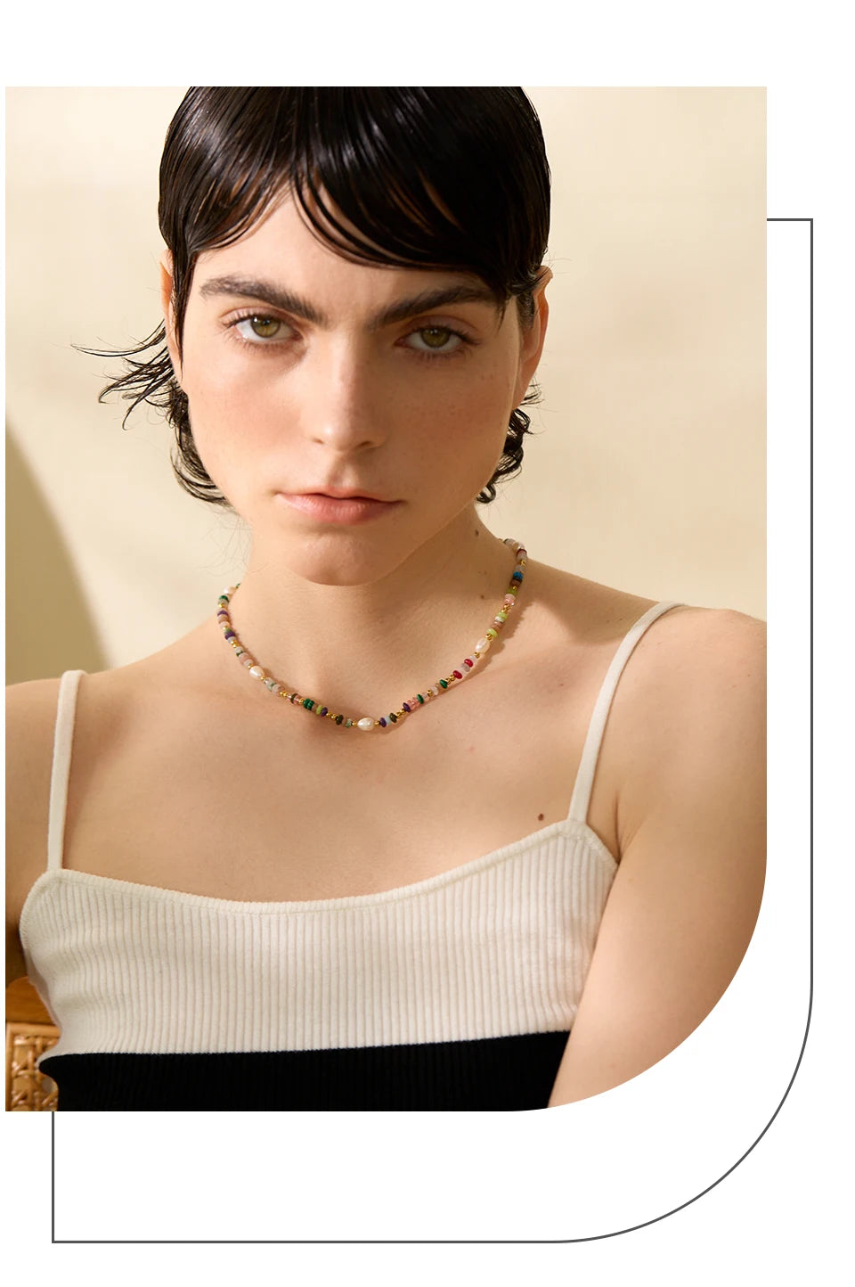Yhpup Y2K Natural Pearl Stone Colorful Handmade Boho Necklace Women Stainless Steel Aesthetic Gold Color Fashion Jewelry