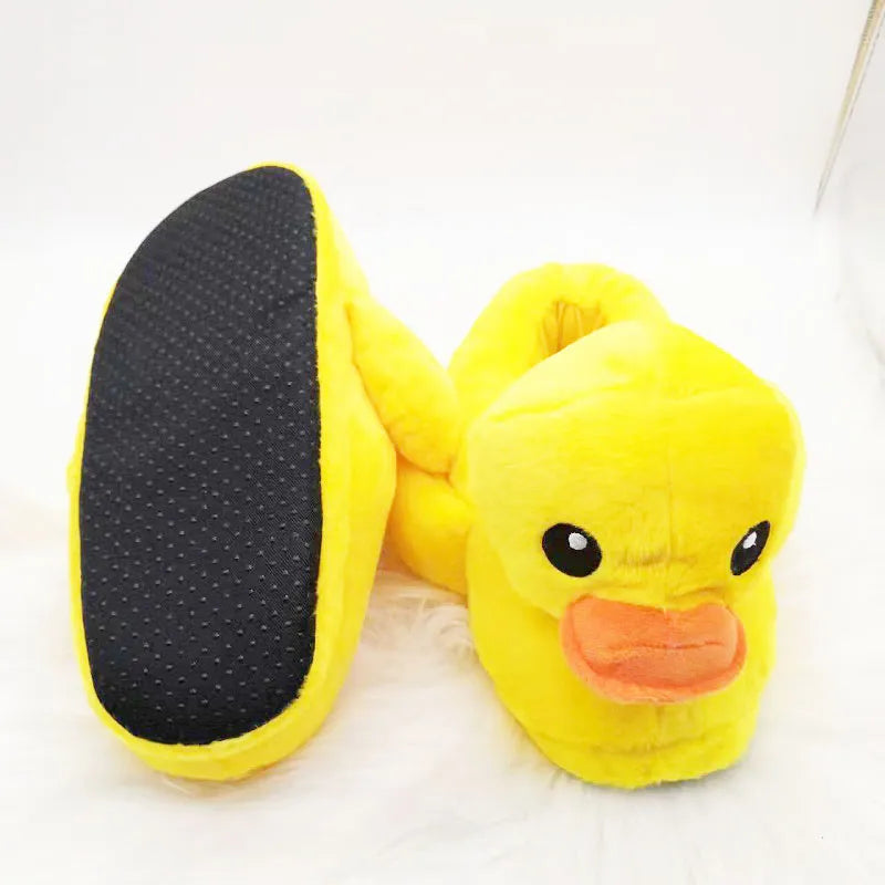 Winter Creative Cartoon Yellow Duck Cotton Shoes Women Indoor Cozy Warm Slippers Unisex One Size Slides Plush Lovely Duck Shoes - Charlie Dolly