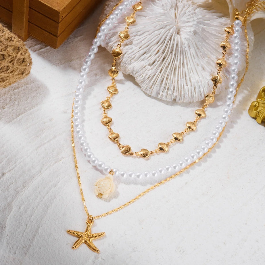 Turtle, Starfish and Shell Fishtail Boho Choker