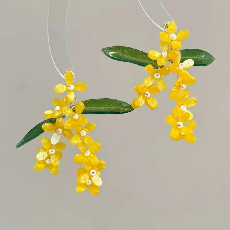 Original Design Exaggerate Flowers Earrings Elegant Floral Tassel Long Earrings Boho Style Earrings Wholesale Custom Packaging