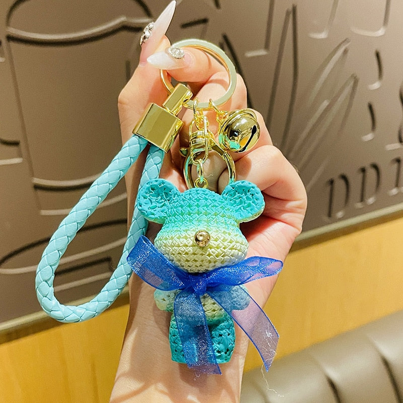 Cute Resin Keychain Charm Tie The Bear Pendant For Women Bag Car KeyRing Mobile Phone Fine Jewelry Accessories Kids Girl Gift - Charlie Dolly