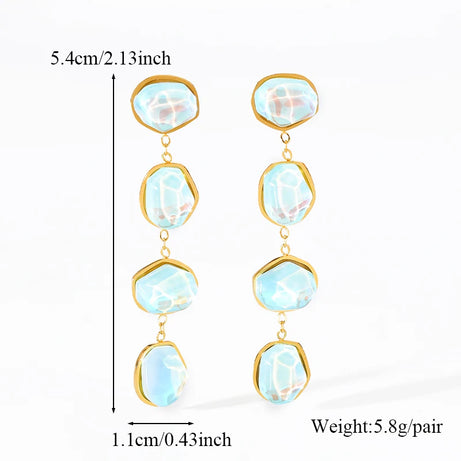 Blue Stone Gold Plated Drop Earrings Jewelry