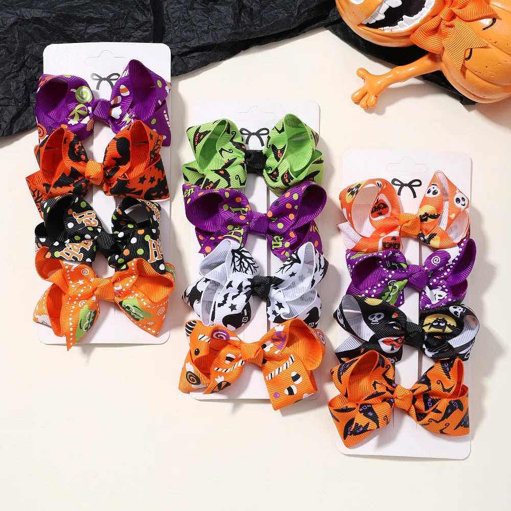 4Pcs/Set Cute Halloween Bow Hair Clip Fashion Kids Girl Hairpin Party Decoration Barrettes Baby Hair Accessories Gift Wholesale - Charlie Dolly