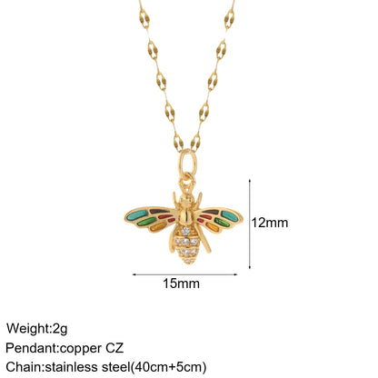 Heart Evil Blue Eye Sun Necklace for Women Cute Dog Bee Elephant Gold Color Pendant Woman&#39;s Collars Long Stainless Steel Chains