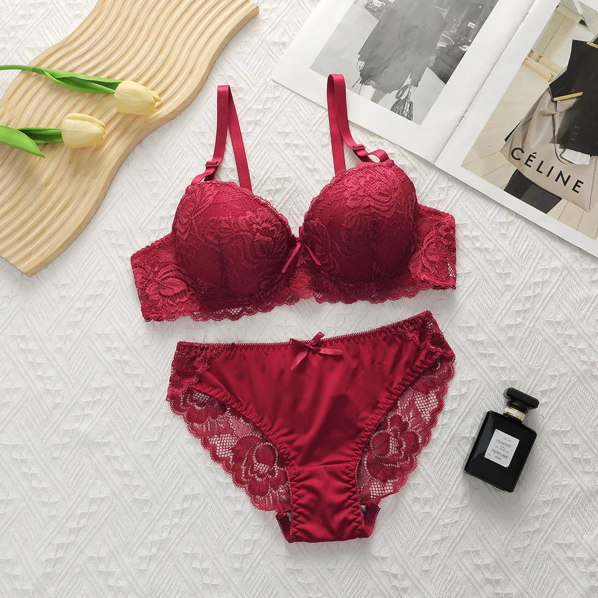 2-piece Sexy Multi-color Lingerie Set For Women's Gathering Push Up Underwear For Women's Flower Underwear Set A2155 - Charlie Dolly