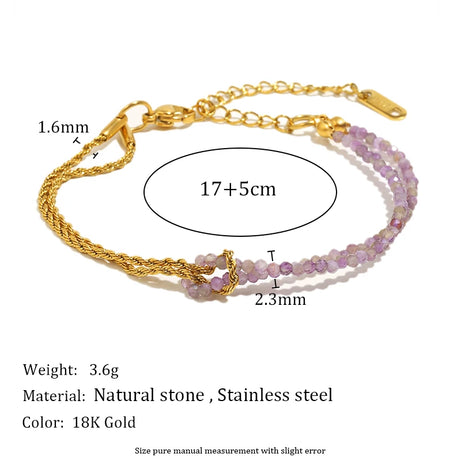 Glossisland | Colorful Natural Stone Irregular Beads Bracelet Stainless Steel PVD Plated Jewelry Boho Trendy Gifts for Women - Charlie Dolly