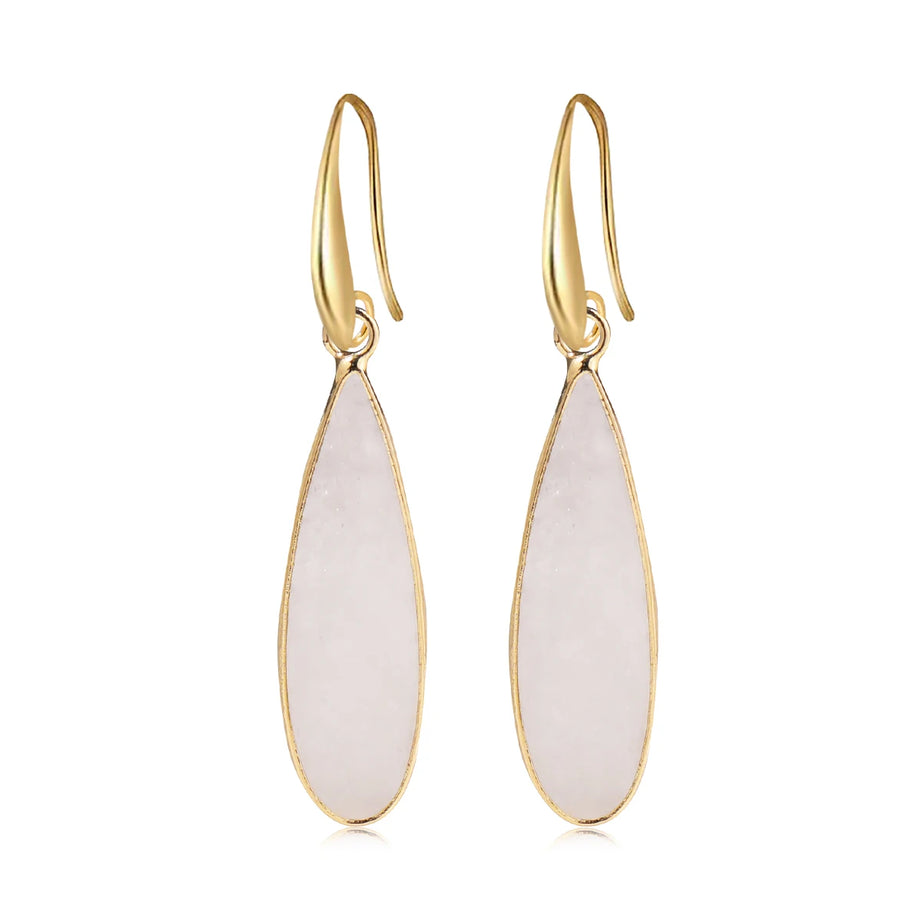 Rose Quartz Clear Quartz Teardrop Healing Earrings Jewelry