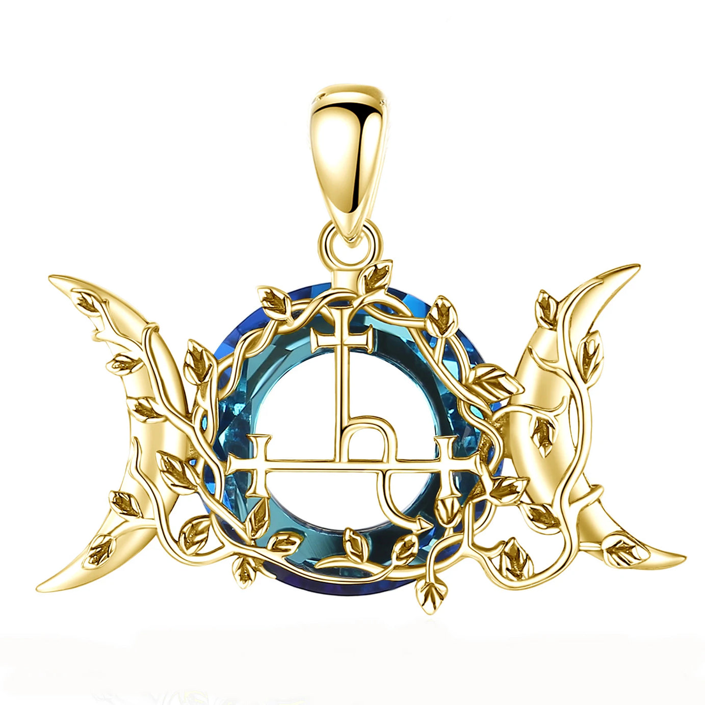 Lilith Sigil Triple Moon Necklace, S925 Silver with 18K Gold