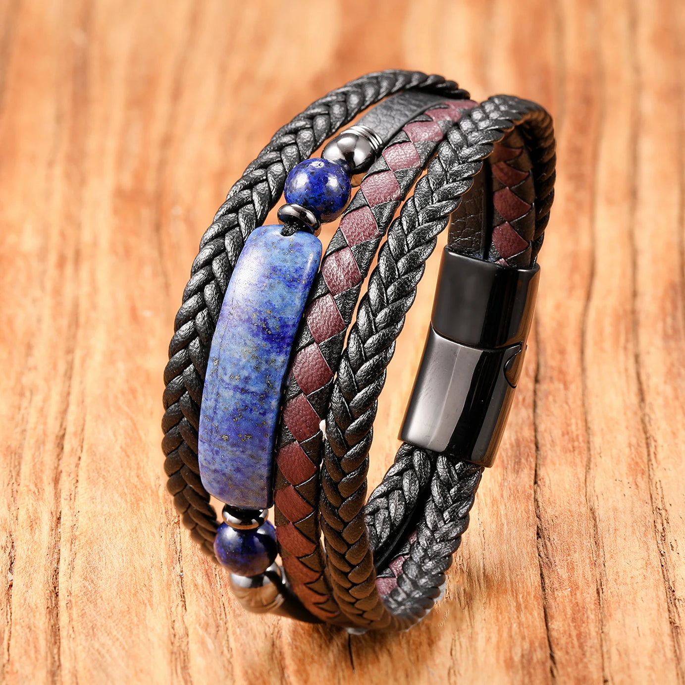 Stone & Leather Wrap Bracelet