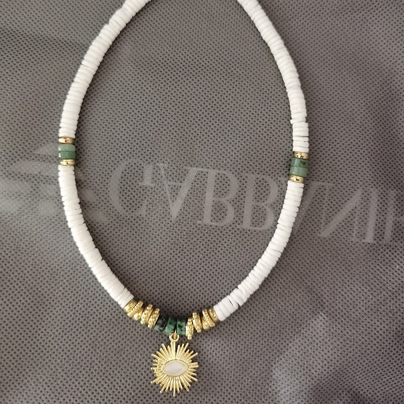 birthday gift Unisex Collar Concha Hip Hop Rock Stylish summer Polymer Clay boho puka shell Choker necklace jewelry women - Charlie Dolly