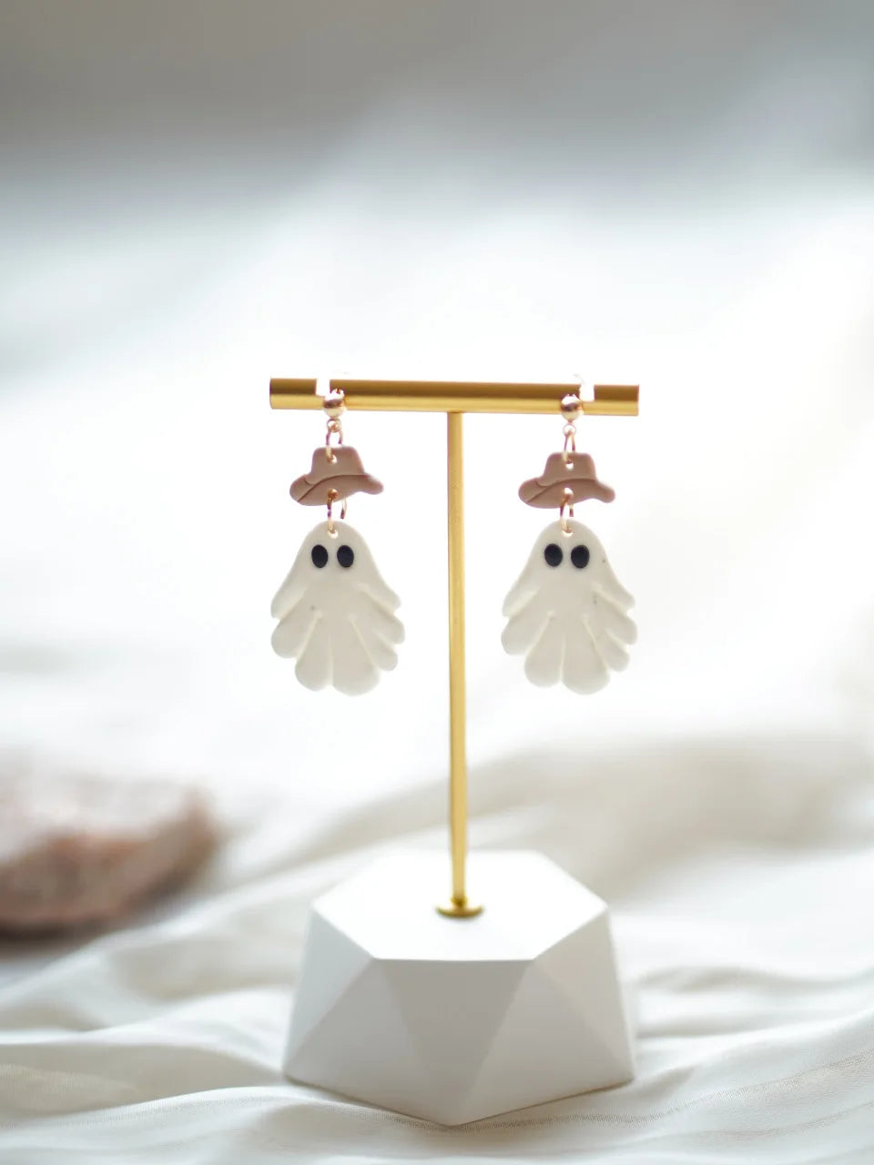Halloween Cat Ghost  Shape Handmade Polymer Clay Earrings Halloween Themed Decoration For Women's Accessories Party Daily Ware - Charlie Dolly