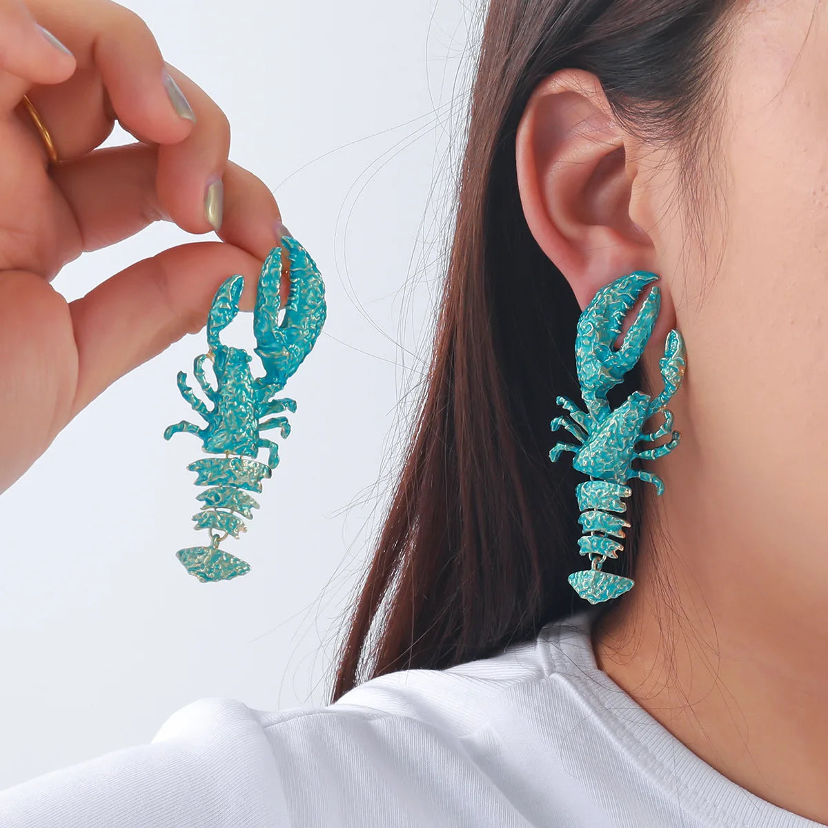 Women Casual Boho Jewelry High Quality Enameled Metal Lobster Drop Earrings Trend Summer Beach Holiday Party Accessories Gift