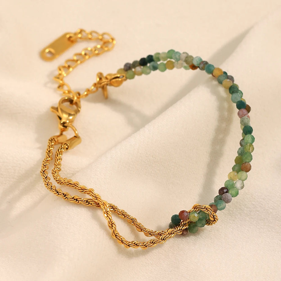 Glossisland | Colorful Natural Stone Irregular Beads Bracelet Stainless Steel PVD Plated Jewelry Boho Trendy Gifts for Women - Charlie Dolly
