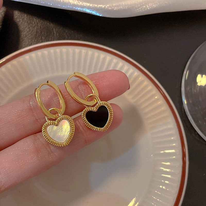 Engagement Enamel Cute Heart Stud Earrings for Women Girls Rose Gold Color Summer jewelry Black Earring Wedding Jewelry Gifts - Charlie Dolly