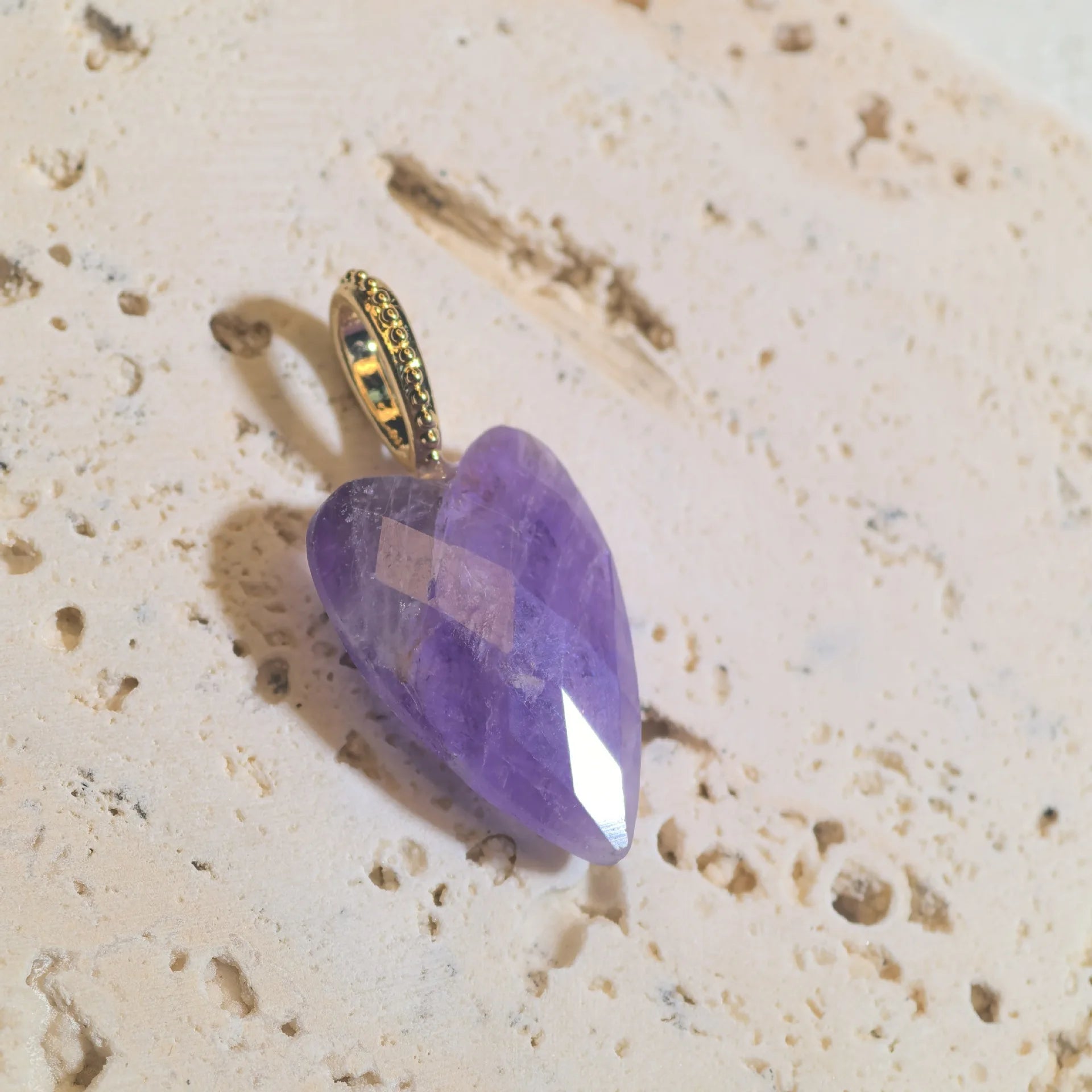 1pc Heart Shape Natural Stone Amethyst Lapis Lazuli Pendants Faceted Natural Stone Charms DIY Necklace Earring Accessories