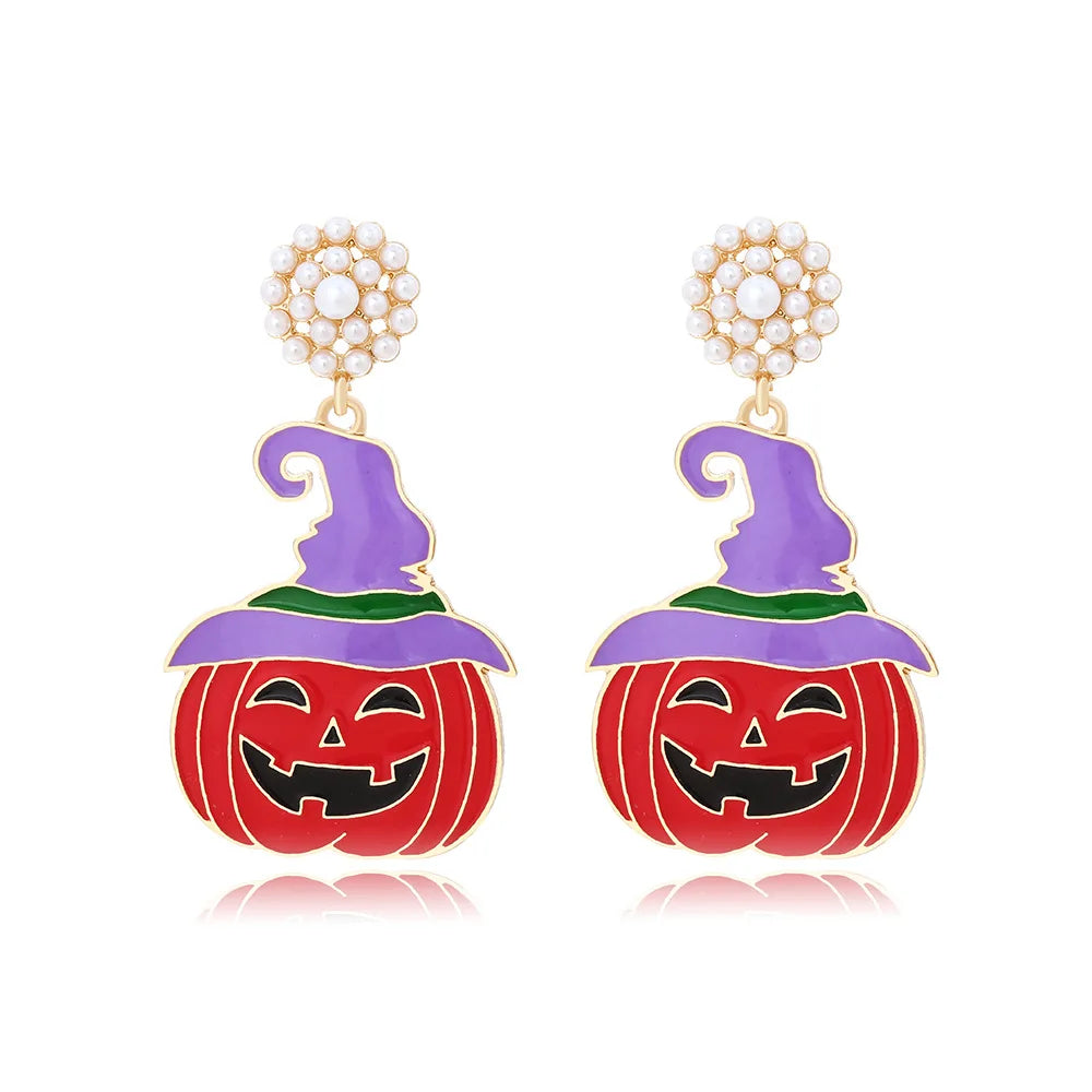 Metal Halloween Pumpkin Dangle Earrings for Women New Trend Design Jewelry Spooky Party Accessories - Charlie Dolly