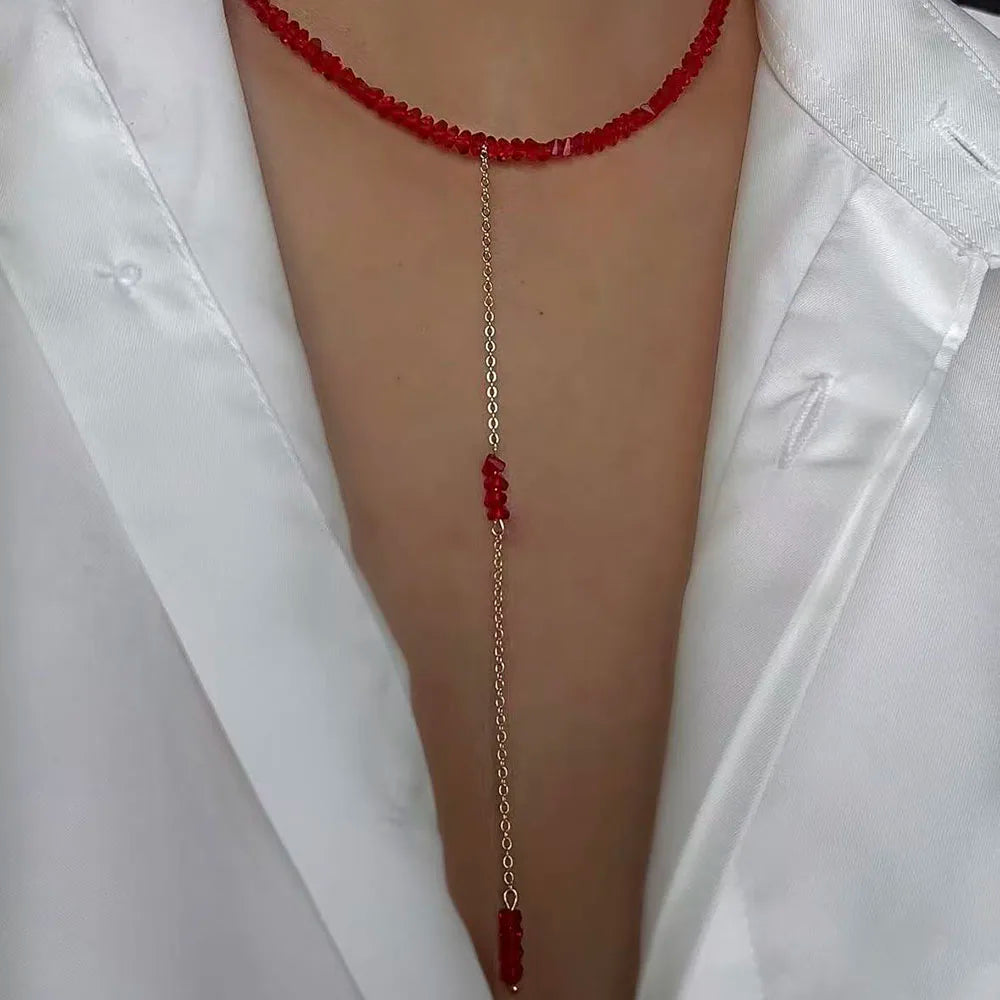 Purple Stone Zircon Heart Tassel Necklace Jewelry