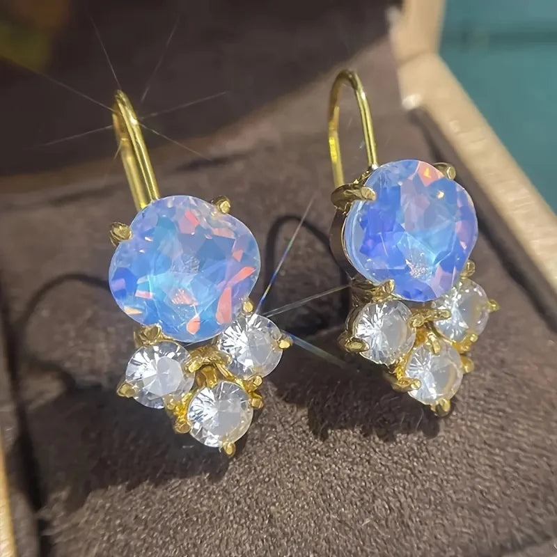 New Arrival Rainbow Crystal Dangle Earrings Cute Trendy Geometric Drop Earrings Boho Jewelry Accessories For Women