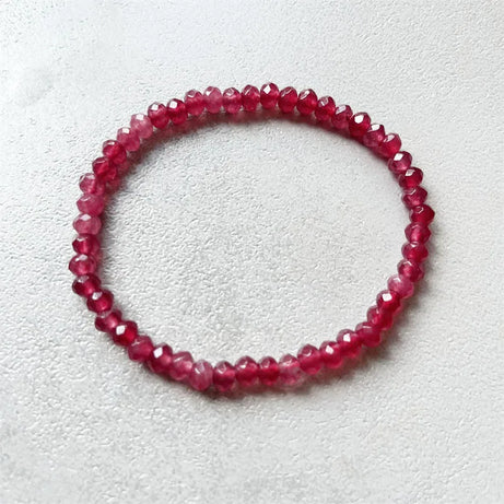 Ruby Jade Faceted Beaded Boho Bracelet