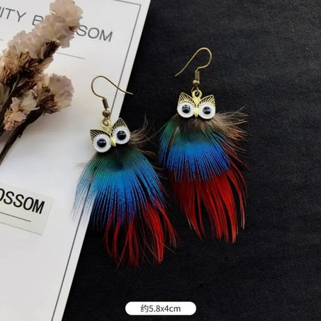 Peacock Feather Long Statement Earrings Jewelry