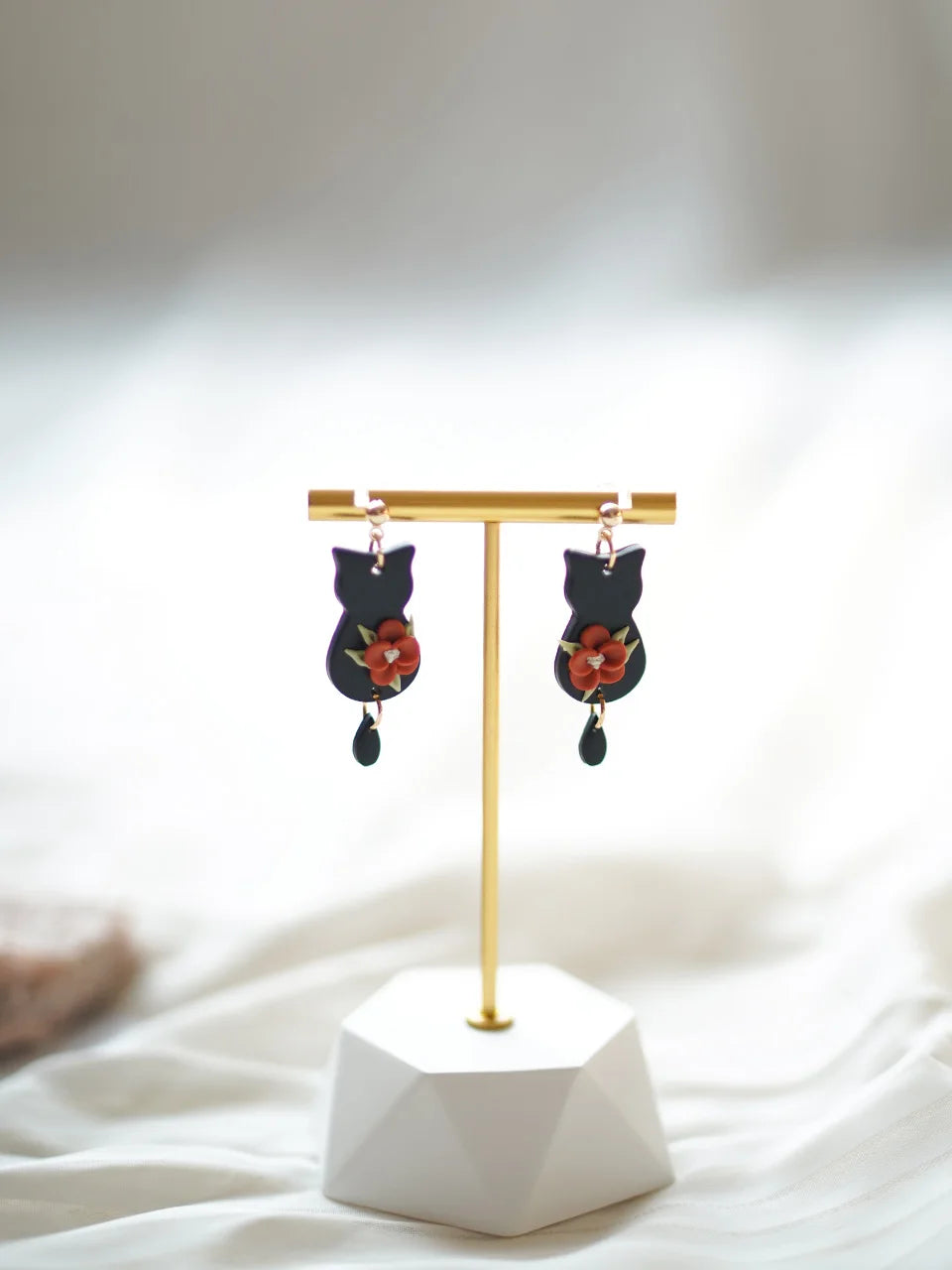 Halloween Cat Ghost  Shape Handmade Polymer Clay Earrings Halloween Themed Decoration For Women's Accessories Party Daily Ware - Charlie Dolly