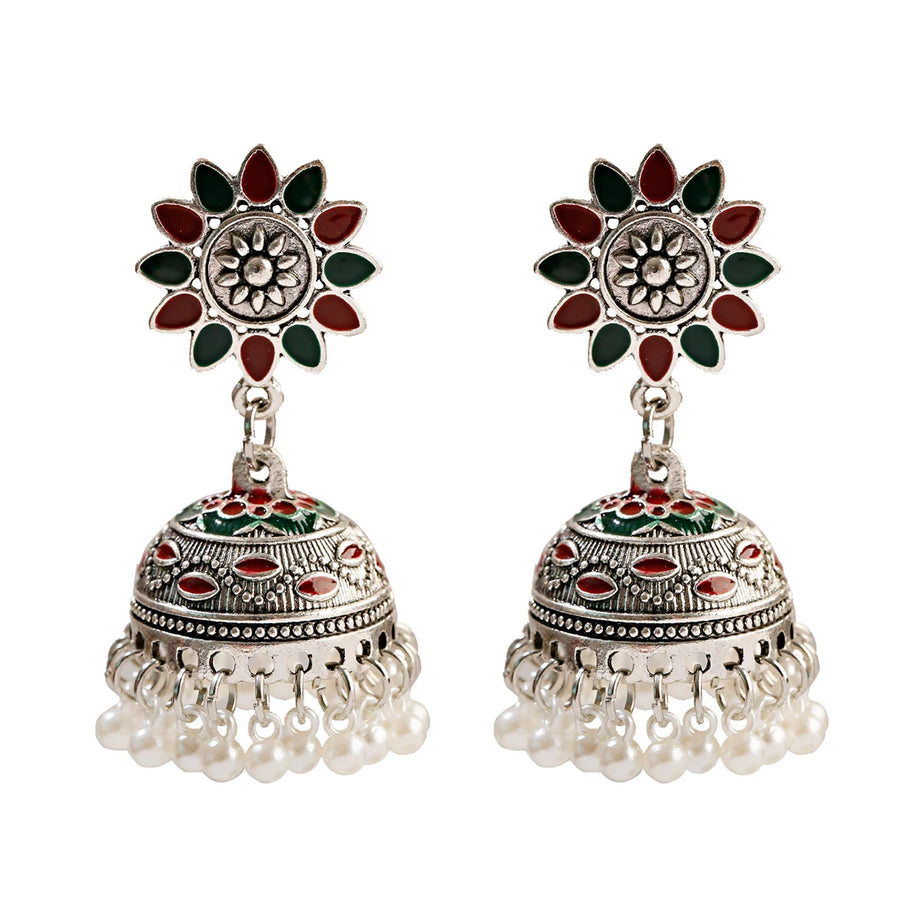 Pearl Bead Indian Jhumka Hanging Earrings Jewelry