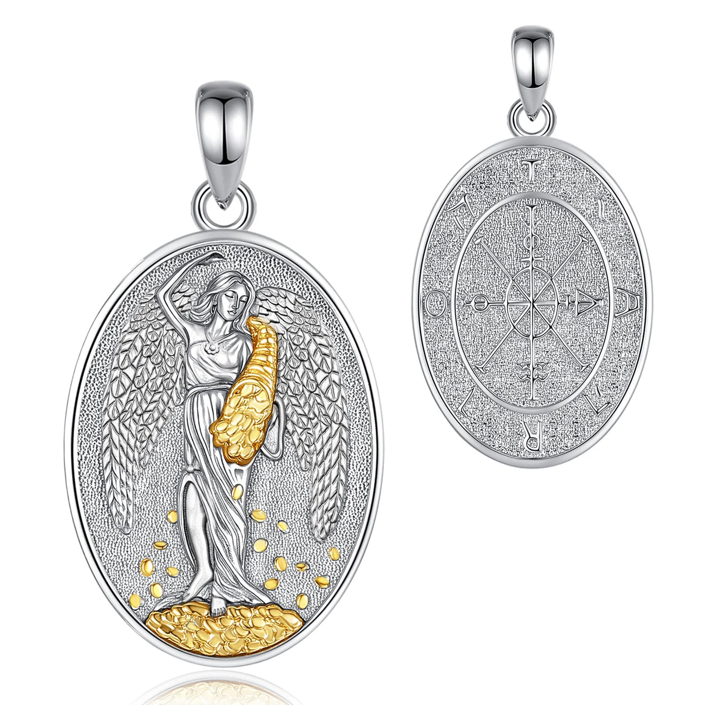 Fortuna Goddess of Fortune Necklace, S925 Silver with 18K Gold