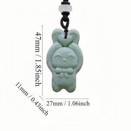 Dark Green Jade Dragon Fox & Owl Pendant Necklace, Carved Amulet Zodiac Talisman