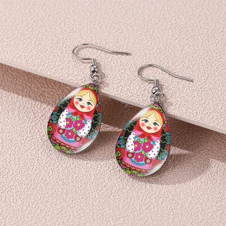 Matryoshka Doll Resin Boho Drop Earrings Jewelry