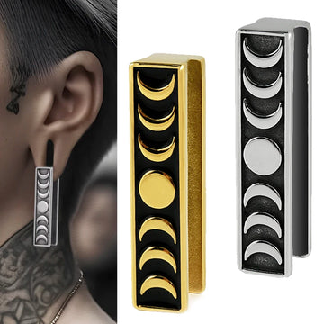 1PC Stainless Steel Stars&Moon Long Phases Ear Weights Hangers Expanders Stretched Gauges Ear Plugs Tunnels Piercing Jewelry