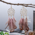 Bohemian Ethnic Round Green Rice Bead Feather Earrings for Women Retro Simple Temperament Dangle Earrings Party Wedding Jewelry - Charlie Dolly