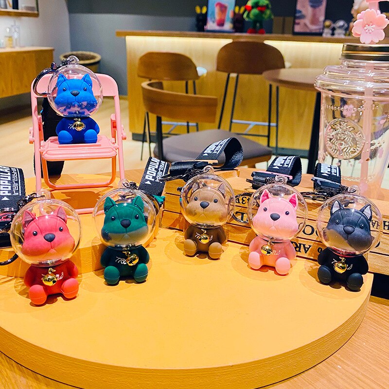 Creative Space Law Bucket Dog Keychain Cute Cartoon Trend Car Key Chain French Bulldog Bag Charm Pendant Exquisite Accessory - Charlie Dolly